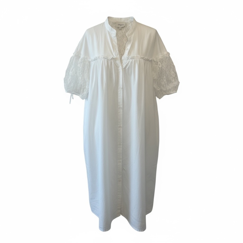 Choklate White Lace Detail Shirt Dress
